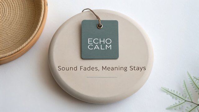 Tranquil Ceramic Disc with Tag Featuring Minimalist Design and Inspirational Message for Home Decor and Wellness Spaces