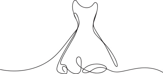 Continuous editable line drawing of dress. One line drawing background. Vector illustration. Single line dress icon. one line Icon drawing