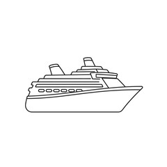 Obraz premium Cruise ship outline icon, perfect for travel, vacation, tourism, and transportation designs
