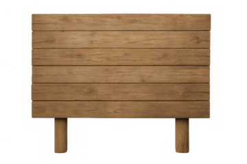 Blank wooden sign board with empty space for text or message, brown wood texture on transparent background