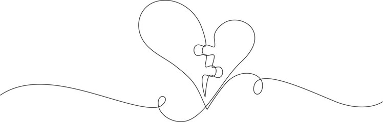 Love puzzle lineart style isolated on transparent background