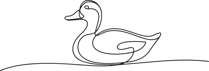 Continuous single one line art drawing, Duck single continuous one line out line vector, Duck continuous one line drawing outline vector. one line Icon drawing