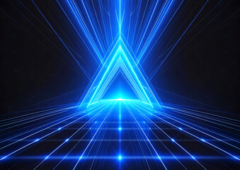 SF風ネオン三角形トンネルの抽象バックグラウンド