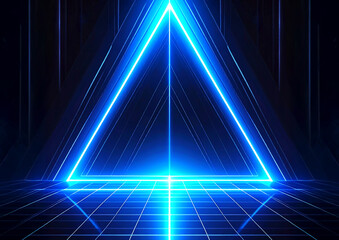 SF風ネオン三角形トンネルの抽象バックグラウンド