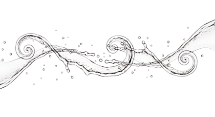 Abstract white liquid splash forming elegant swirls isolated on transparent background