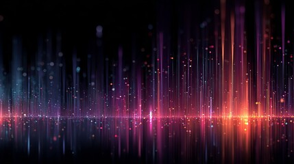 Dynamic digital landscape with vibrant glowing particles and light trails, perfect for technology and innovation concepts, inspiring futuristic designs