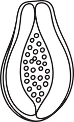 one line art Papaya vector illustration. line art, one continuous line, simple, hand drawn and sketch style. for icons, symbols, signs or logos. one line Icon drawing