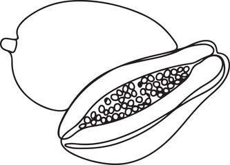 one line art Papaya vector illustration. line art, one continuous line, simple, hand drawn and sketch style. for icons, symbols, signs or logos. one line Icon drawing
