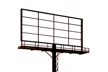 Blank urban billboard structure providing clear space for marketing campaign message advertisement on transparent background