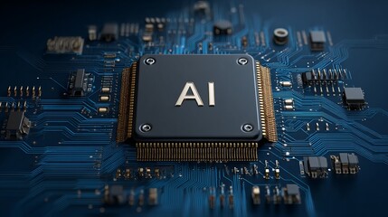 Advanced AI microchip for next generation technology solutions, representing innovation, machine learning, and the future of computing power
