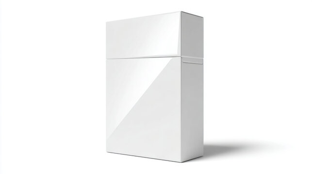Blank white cigarette box mockup isolated on a white background with a shadow. cigarette box mockup is perfect for showcasing your branding or design ideas in a realistic way.