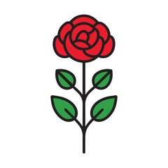 Rose flower red color natural style green leaf celebration design.