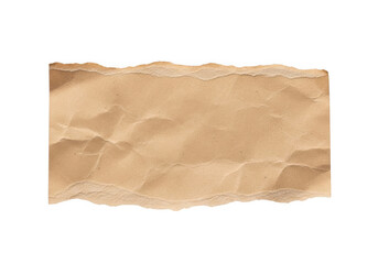 Fototapeta premium Torn piece of crumpled brown craft paper with rough edges isolated on transparent background for vintage design element