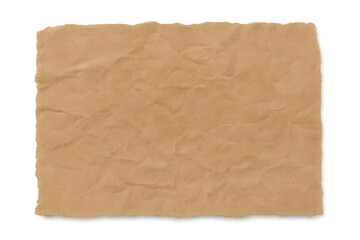 Vintage brown wrinkled paper with torn edges creating an aged textured background and transparent space