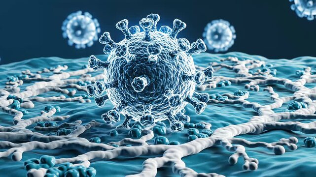 Cinematic molecular view of virus attachment as surface proteins connect with a host cell membrane