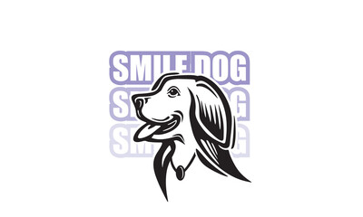 funny smile cute dog logo, silhouette of best friend dog vector illustrations