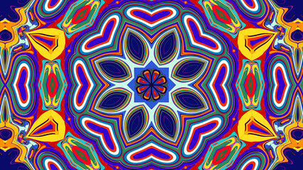Psychedelic Spiral Kaleidoscope, Vibrant Symmetrical Pattern