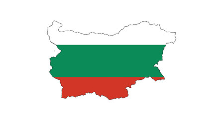 Bulgaria map outline with flag colors on white background