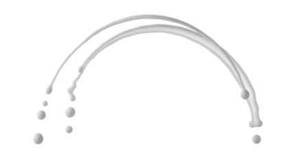 White liquid splashing in an arc isolated on transparent background