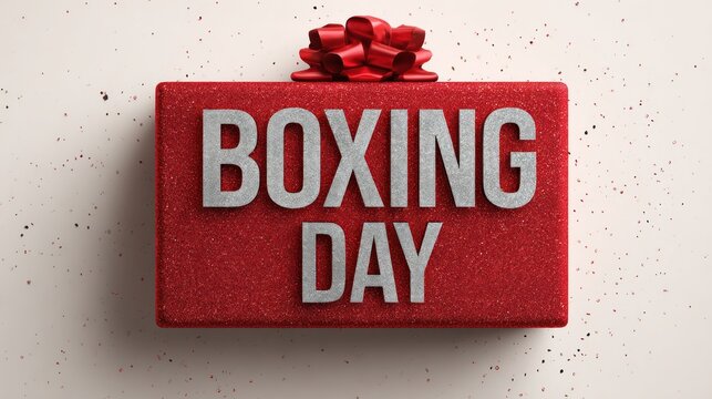Boxing Day sales event is celebrated with a festive gift box.
