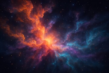 Colorful nebula cloud with bright cosmic gas and stars in deep space, symbolizing outer space exploration, science fiction, and cosmic beauty concept. Ai generative