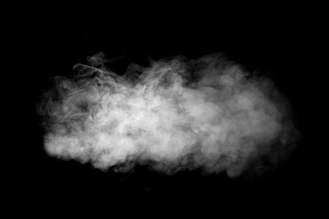 Abstract white smoke or vapor. Abstract fog cloud. Smoke overlay effect. Isolated on black background.