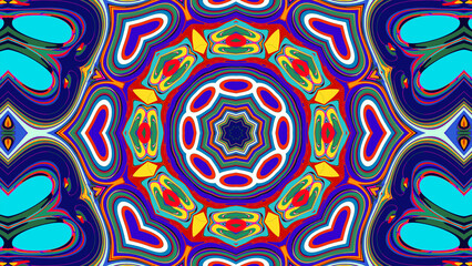 Psychedelic Spiral Kaleidoscope, Vibrant Symmetrical Pattern