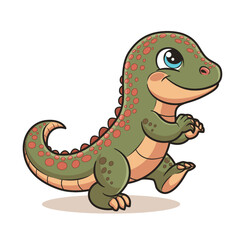 Cute Cartoon Baby Dinosaur Walking