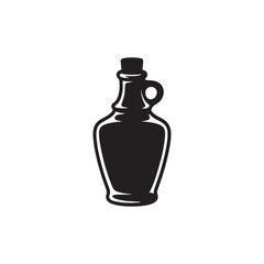 Elegant silhouette illustration of a traditional oil decanter with a cork stopper