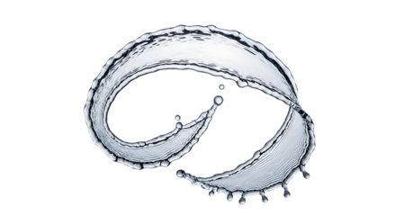 Abstract water splash forming a dynamic loop isolated on transparent background