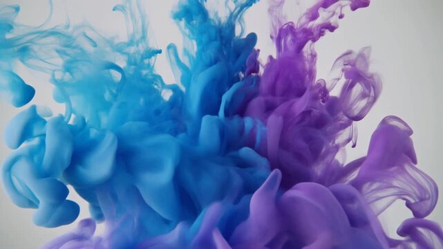 Abstract Blue And Purple Swirling Fabric Flowing Against White Background