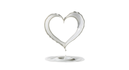 White paint heart dripping liquid isolated on transparent background