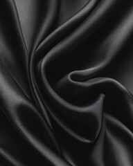 Obraz premium black matte background with flowing silk folds, luxury minimal texture
