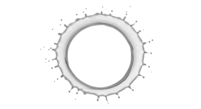 White liquid splash forming the letter o isolated on transparent background