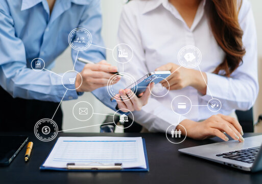 Co working process, team working.Coding software developer work with AR new design dashboard computer icons