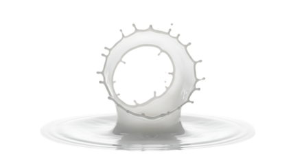 Milk splash forming a ring shape isolated on transparent background