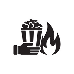 Popcorn Delight Enjoying a Hot Treat with a Touch of Fire - Perfect for Movie Nights