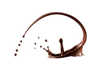 Chocolate splash ring formation isolated on transparent background
