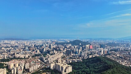 Aerial View of Modern Seoul Cityscape with Namsan Tower and Residential Area