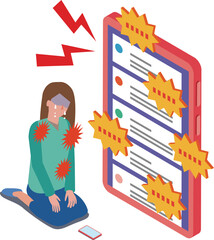 SNSでの誹謗中傷で傷つく女性