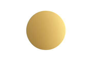 Golden sphere shape design element with gradient, abstract luxury circle or button icon on transparent background