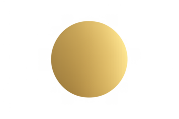 Golden sphere shape design element with gradient, abstract luxury circle or button icon on transparent background