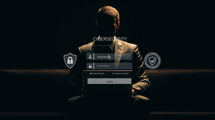Cybersecurity login interface with secure access visuals.