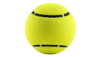 Bright yellow tennis ball isolated on transparent background