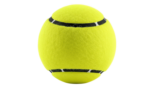 Bright yellow tennis ball isolated on transparent background