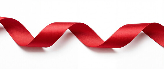 Wavy red ribbon on a white background perfect for gift wrapping adding a festive touch to designs or creating elegant decorations