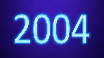 Glowing blue number design of 2004 on blue background.