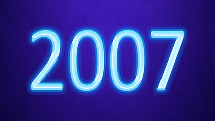 Glowing blue number design of 2007 on blue background.