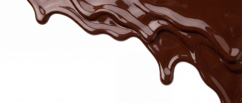Delicious melted dark chocolate dripping a sweet and decadent treat isolated on white background