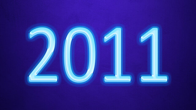 Glowing blue number design of 2011 on blue background.